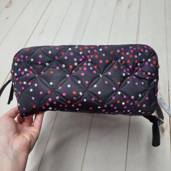 Kate Spade Karissa large nylon quilted backpack polka dot black festive - Picture 4 of 13